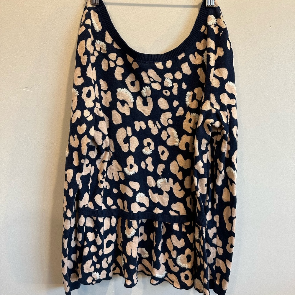 Moth Leopard Print Sweater‎ with Ruffle Hem - Picture 5 of 11